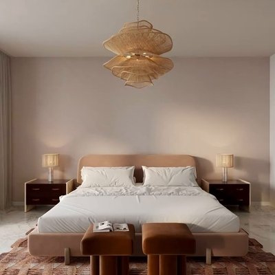 Stivale Light Brown Velvet Queen Bed